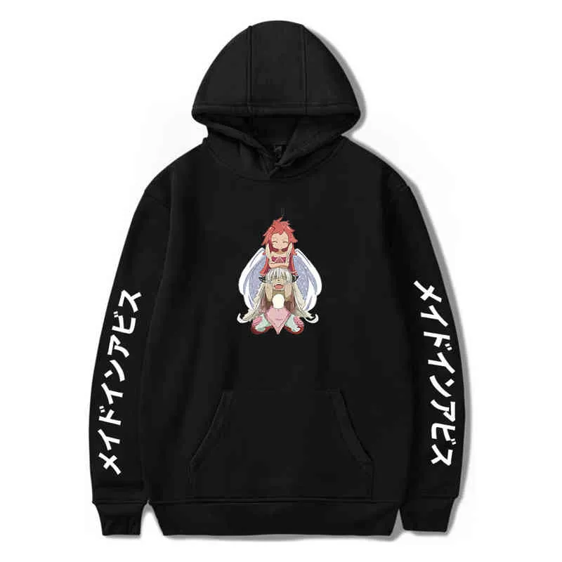 Hoodies hoodies 2021 nanachi gemaakt in afgrond regen anime hoodies sweatshirts mannen vrouw mode solide fleece hiphop hoody casual kleding