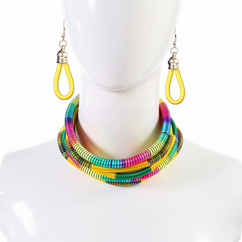 Oorbellen set touw sieraden kleurrijke choker ketting ketting drop oorrang accessoires voor meisjes geschenken 220810