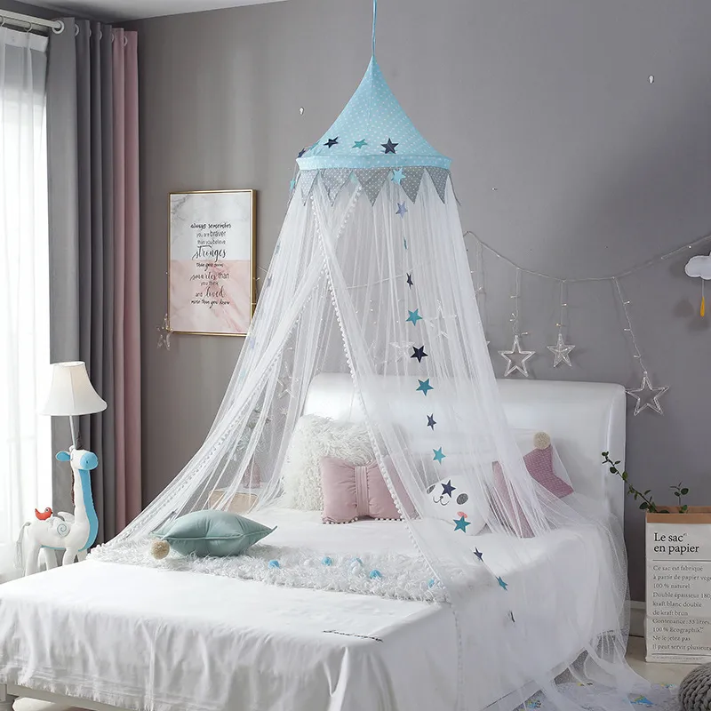 Babykamer muggen net kindbed gordijn luifel ronde wiegje netting bed tent Baldachin decoratie meisjes slaapkamer accessoires 220531