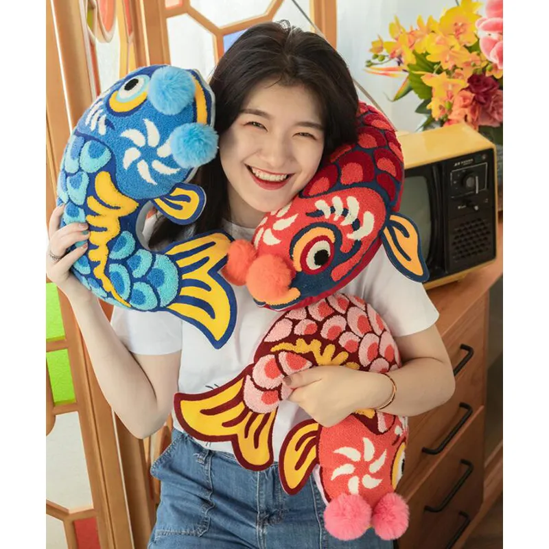 Joy Chinese Traditional Dance Lion Embroidery Cushion Sofa Chair Car Waist Cushion Wedding Bedding Year Decorative Pillow 220406