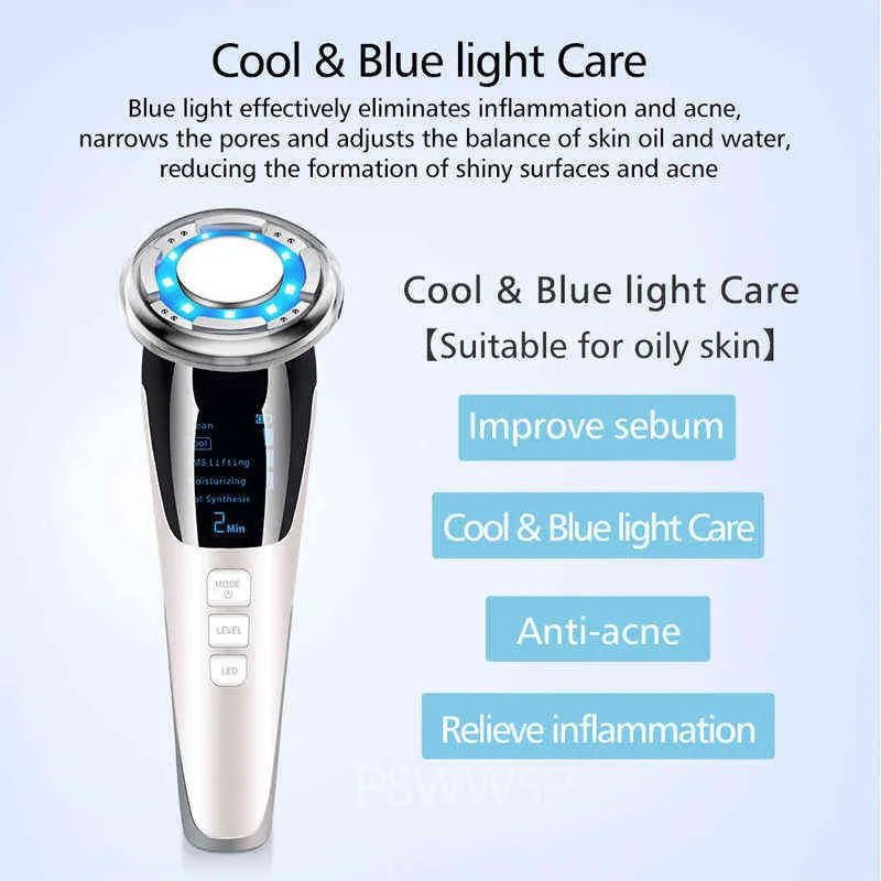 EMS Hot Cool Massaggiatore facciale LED Photon Therapy Strumenti la cura della pelle Face Lifting Stringere il dispositivo di bellezza massaggio con vibrazione sonica 220512