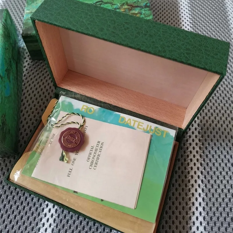 1 pièces ensemble boîte de montre verte Super qualité Original intérieur extérieur femmes montres boîtes hommes bracelets de luxe hommes montre boîte 220719