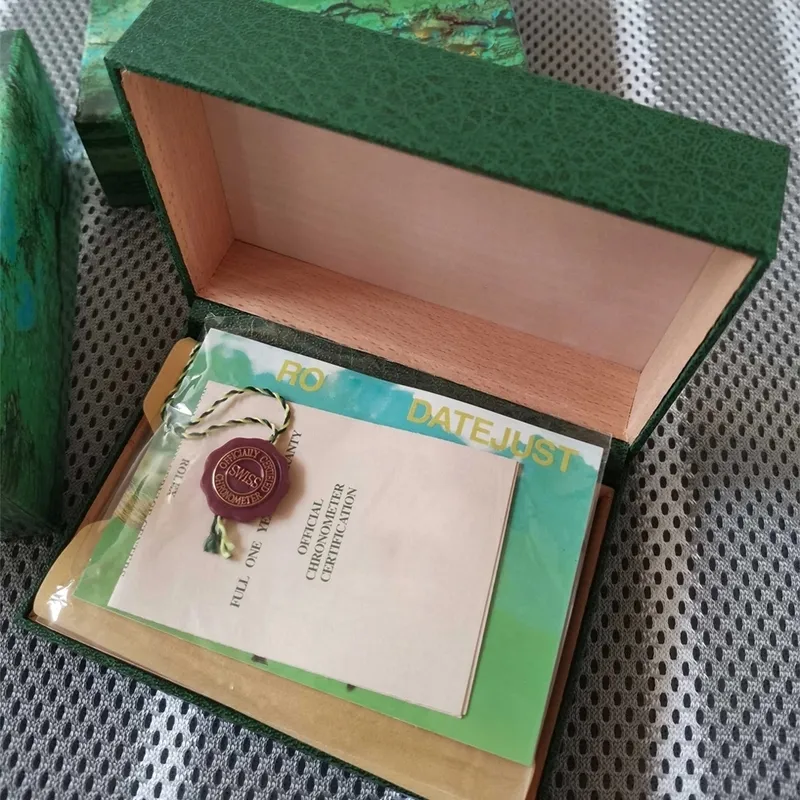 1st Set Green Watch Box Superkvalitet Original Inner Ytter Womans Watches Boxes Män armband Luxury Mens Watch Box 220719