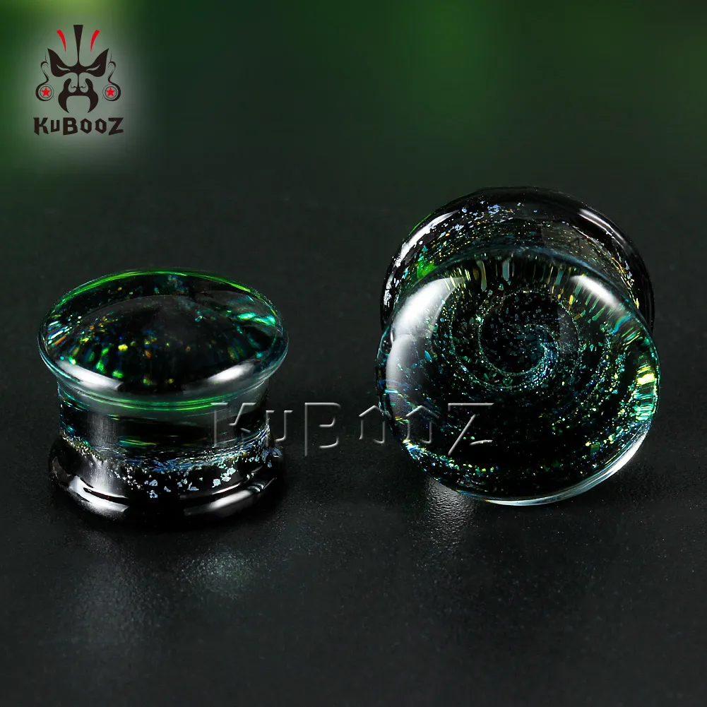 Kubooz – bouchons d'oreille en verre de haute qualité, Design Voie lactée, tunnels de boucles d'oreilles, jauges de perçage, bijoux pour le corps, extenseurs entiers de 6mm à 25mm 298n