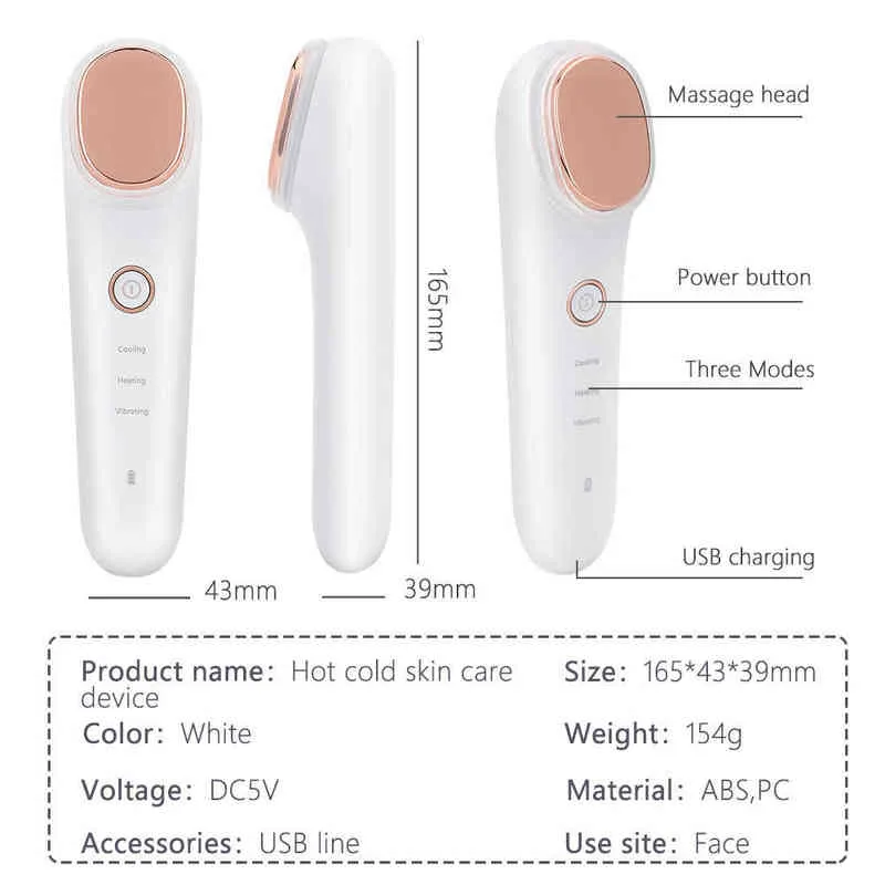 Chaud froid marteau visage masseur portable électrique nettoyage en profondeur vibration anti-rides nettoyage des pores outil de levage220429