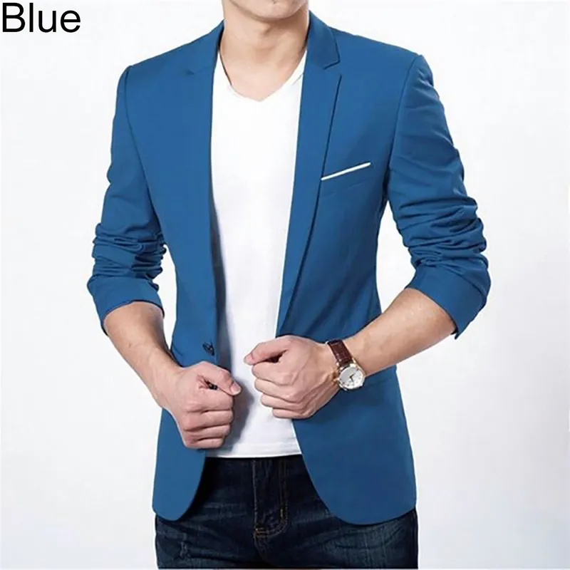 Chaquetas para hombres Moda Hombres Slim Fit Formal Un botón Traje Business Blazer Abrigo Chaqueta Tops Traje Masculino Oficina Negro Azul 220527