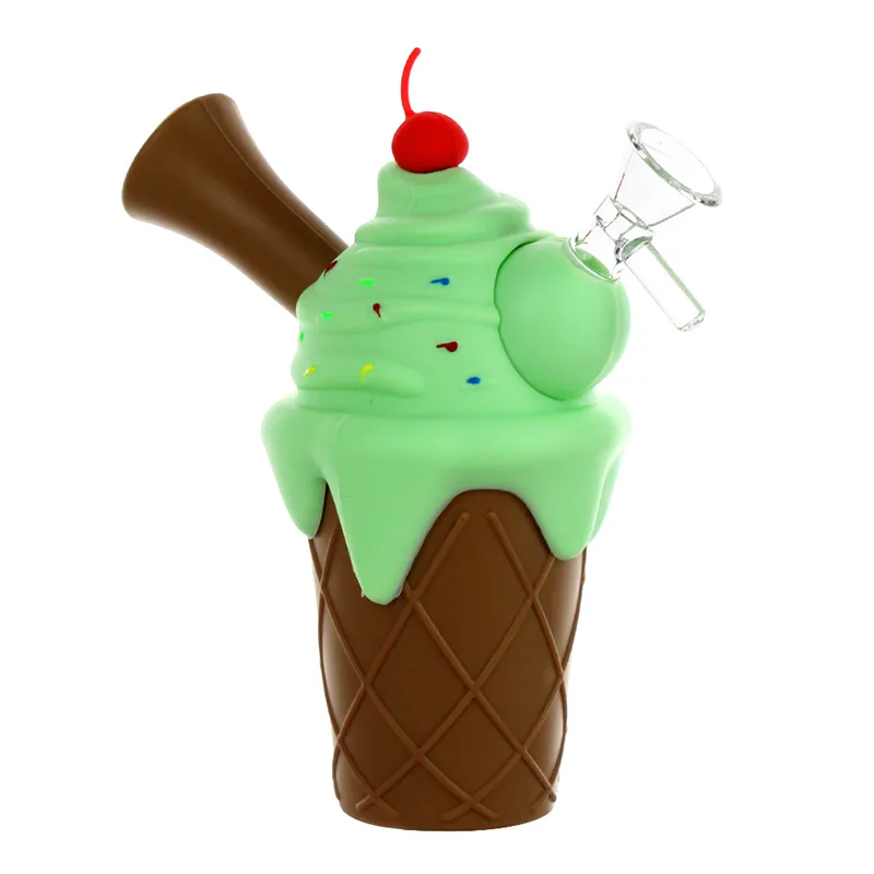 Pipa da fumo in silicone con vetro infrangibile Creativo divertente Ice Cream Tobacco Hand Pipes Bel regalo