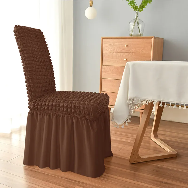 3D Seersucker Stuhl Cover Langrockstuhlabdeckungen für Esszimmer Hochzeit El Bankett Stretch Spandex Home Decor High Rücken 220512
