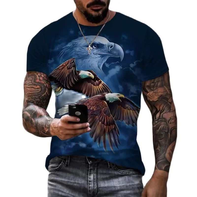 Soaring Eagle 3D Print Mens T Shirt O Neck Short Sleeve Animal Funny Graphic Streetwear Summer Loose Male Overdimased Tops Tees 220521