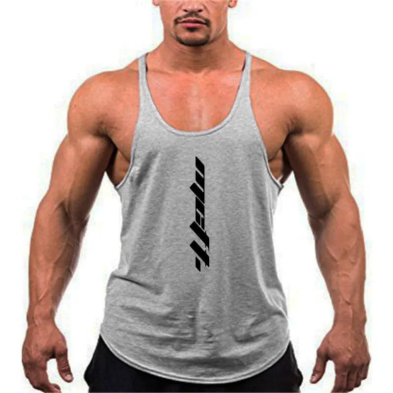 Custom Bodybuilding Stringer Tank Top Men Cotton Gym Sleeveless shirt Men Fitness Vest y back Singlet Sportswear Workout tanktop