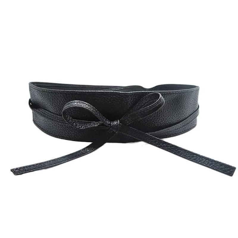 Cintos moda mulheres faux couro envoltório em torno de gravata espartilho cinch cintura larga vestido belt248v