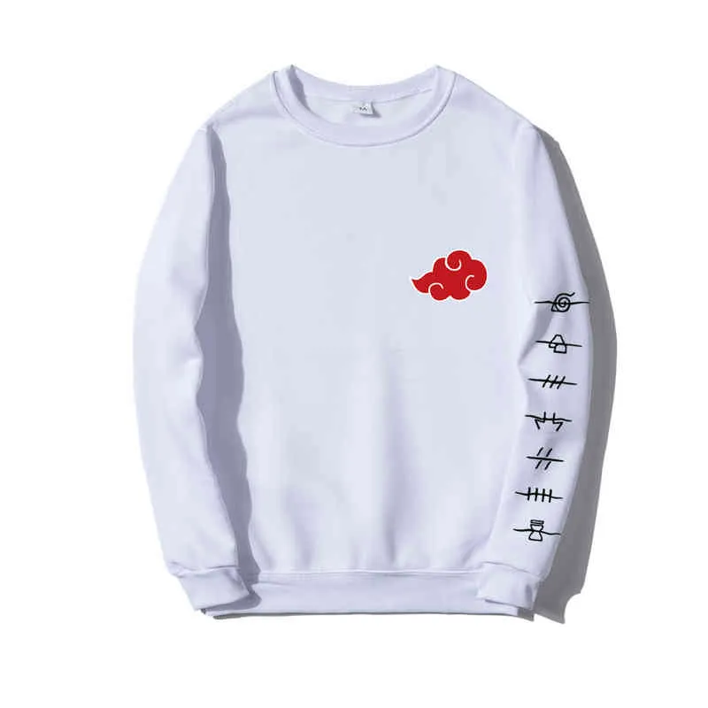 Anime Akatsuki Bulut Sembolleri Baskı Erkek Hoodies Sweatshirt Street Giyim Sıradan Crewneck kazak kadınları büyük boy