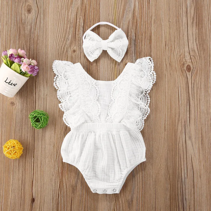 MaBaby 024M born Infant Baby Girl Romper Lace Ruffles Jumpsuit Soft Baby Girl Clothing Costumes DD43 220707