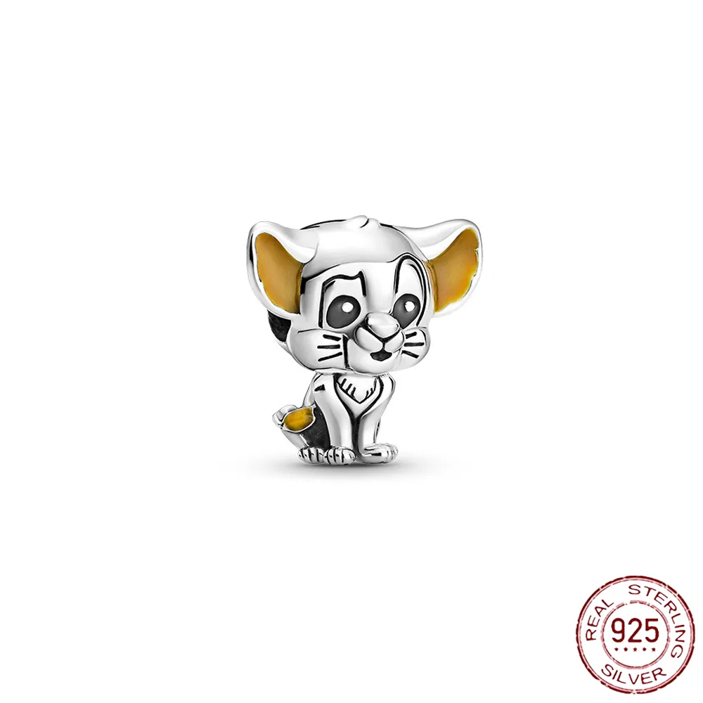 925 Sterling Silber baumelnder Charm-Klassiker mit Cartoon-Sicherheitskette, passend für Pandora-Armbänder, DIY-Schmuckzubehör