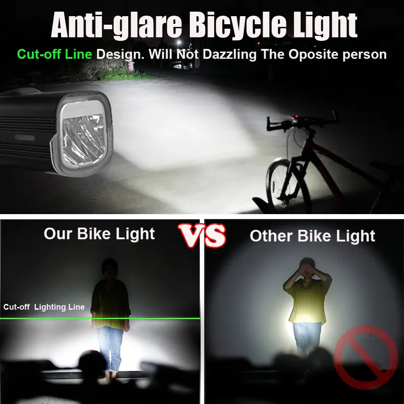 BOLER Lumière de vélo avant 1000 Lumen Lumière de vélo 4800 mAh Lampe de poche étanche USB Charge VTT Lampe de cyclisme sur route Accessoires 220721