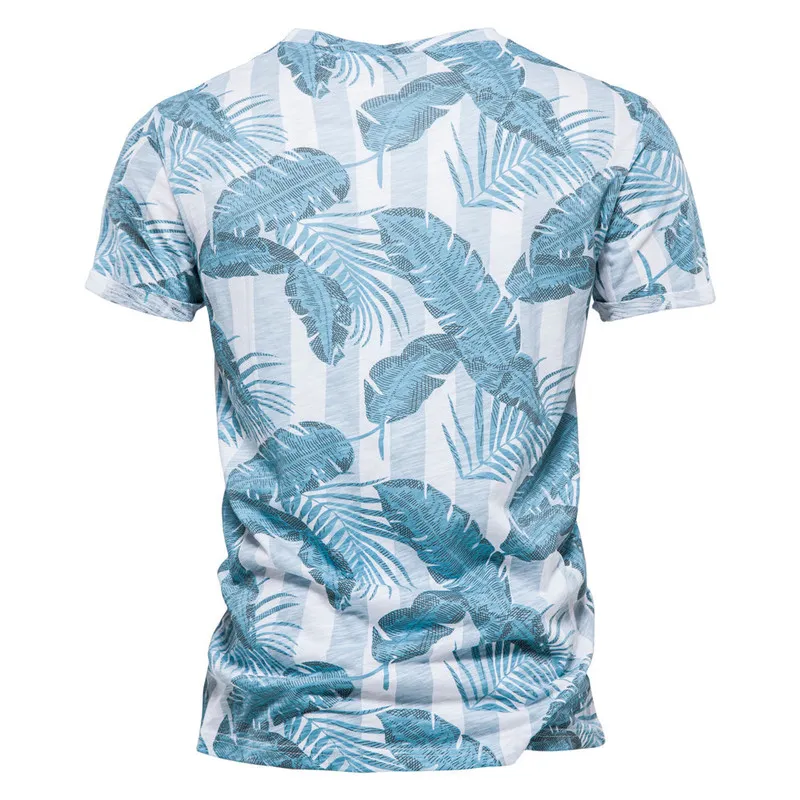 AIOPESON Feuille Imprimer Hommes T-shirts 100% Coton Hawaii Oneck Top T-shirts pour Hommes Qualité Casual Mode Été Hommes Vêtements 220704