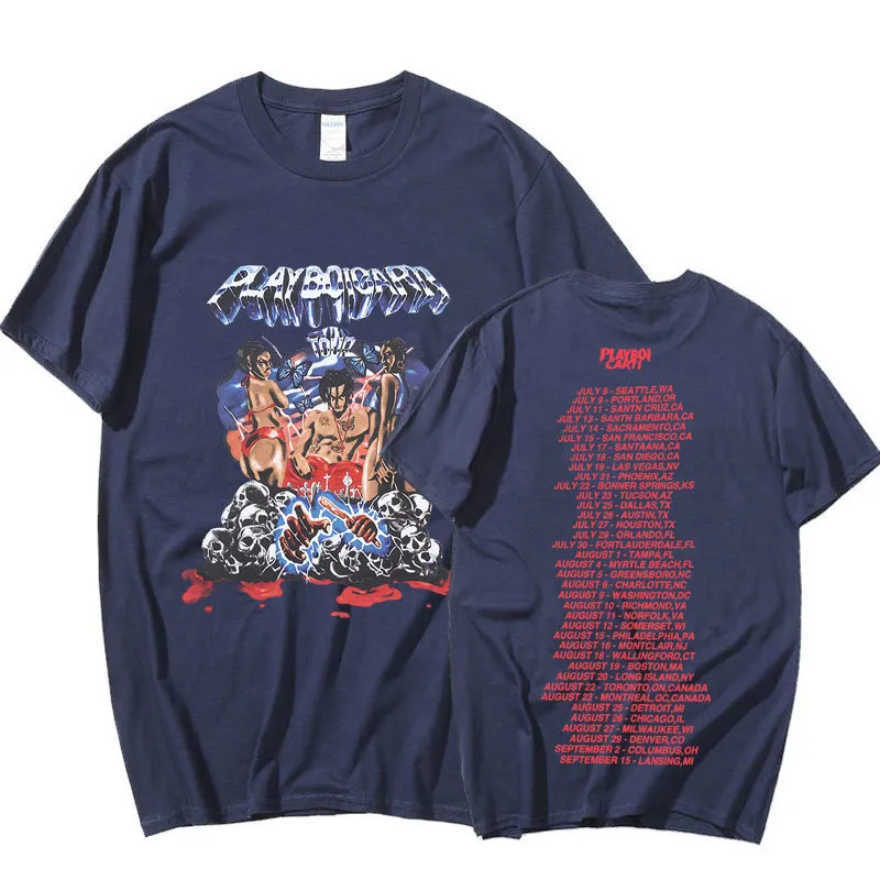 Rap Playboi Carti Vintage Hip-Hop Tshirt Erkekler Kısa Kollu Pamuk Tişörtleri Yaz Gündelik Müzik Tee Gömlek Estetik 90S Giyim 220616
