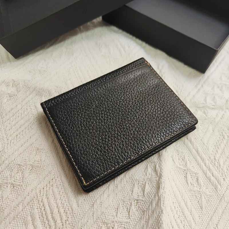 Nouveau portefeuille à clip pour hommes, sac à langer, portefeuille en cuir noir, marque de luxe, boîte à cartes de visite de styliste avec box2764