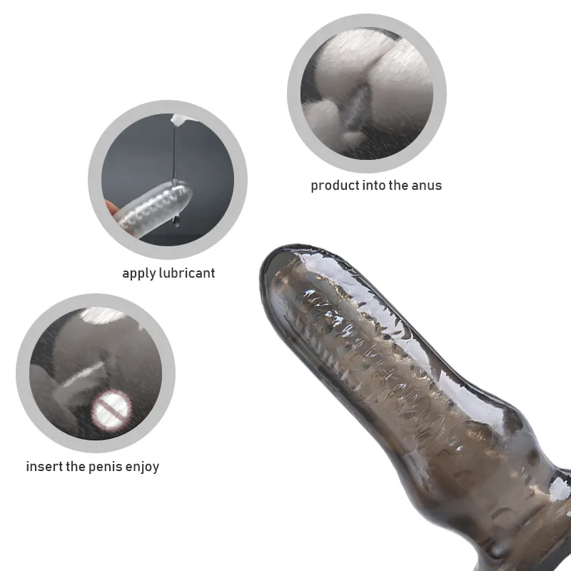 Plug anale in silicone morbido Hollow Dildo Butt Penis Insert Extender Sleeve Open Expander Stimolatore vaginale Giocattolo erotico sexy