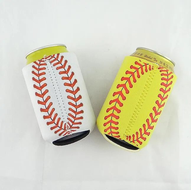 10x13 cm Baseball Softball Can Sleeves Neoprene Refrigerante bevande Porta lattina con fondo Tazza di birra Cover Case i B0525N13