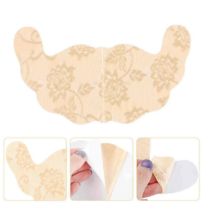 2 pares de mamas mulheres adesivas sexy sem mangas de verão invisível Pull anti-Convexe em forma de U Bra respirável L220726