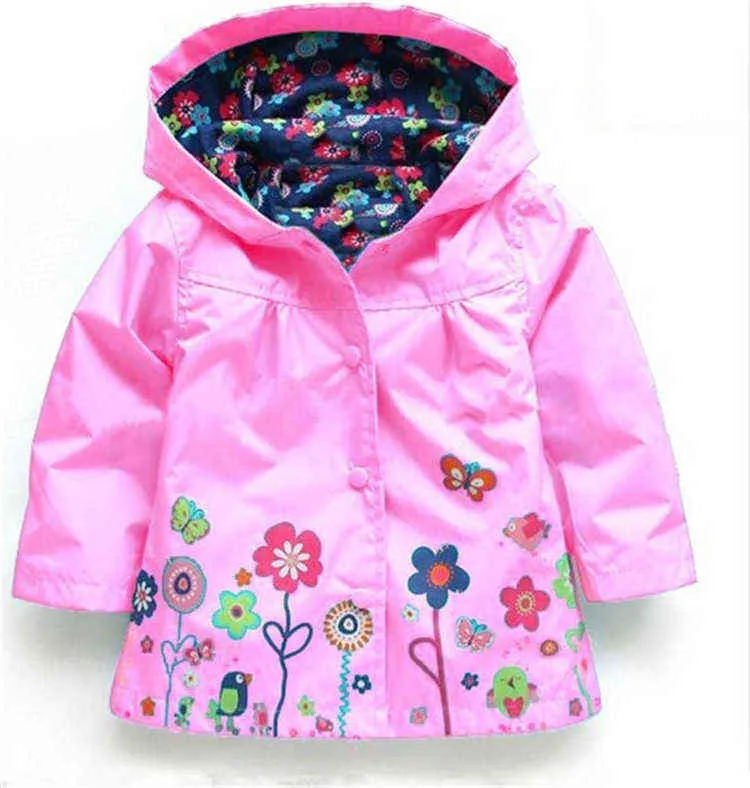 여자 레인 재킷 스프링 가을 만화 패턴 후드 겉옷 1-6 년 유아 아기 소년 소녀 의류 j220718