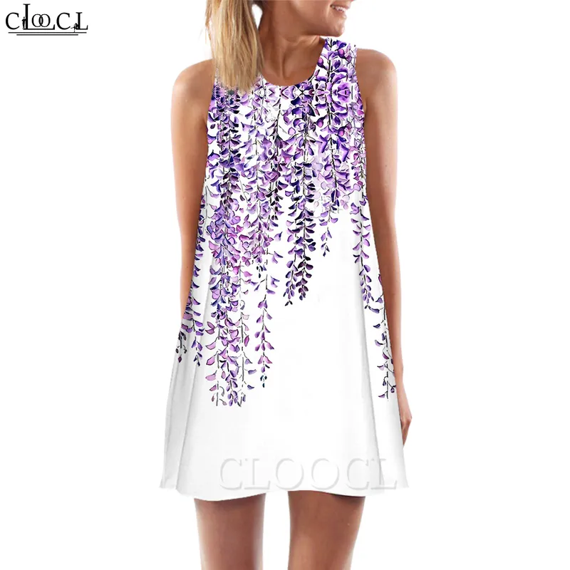 Women Tank Tops Dress Wisteria Flower Graphics 3D Printed Loose Dress Sexy Short Summer Sleeveless Dress Women 220616