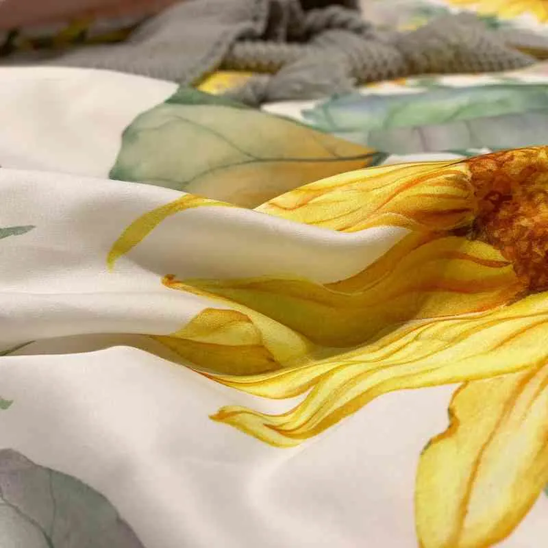 Svetanya 3d tournesols pastorale nordique Satin coton égyptien ensemble de literie reine roi taille draps drap housse housse de couette