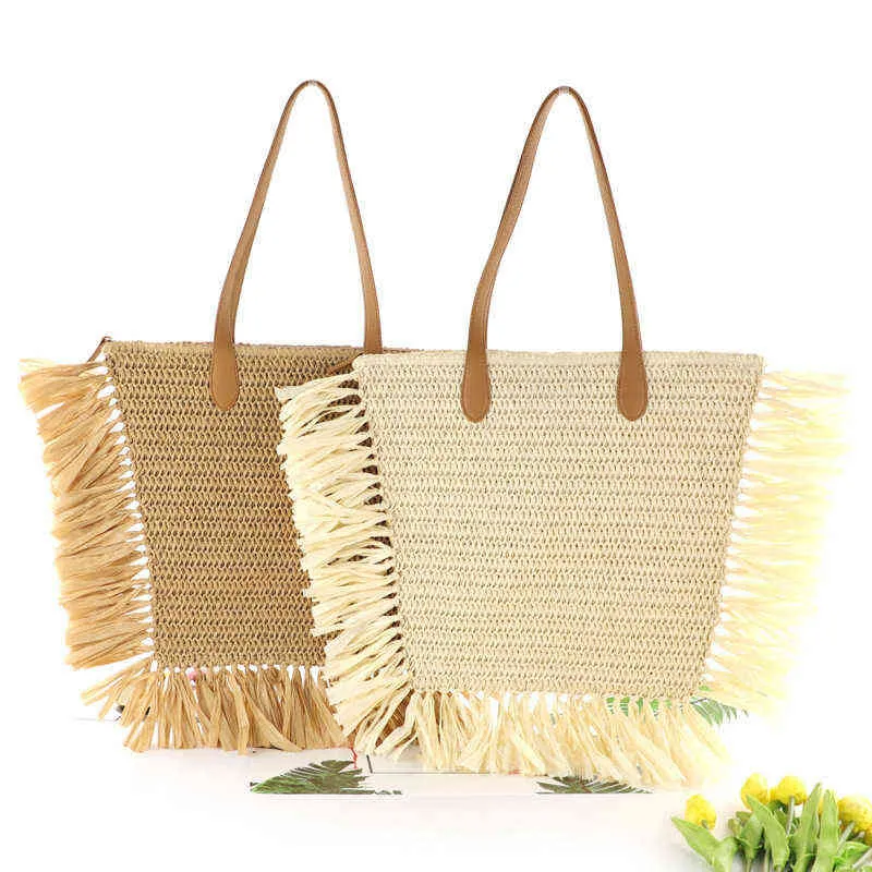 Borse la spesa Nappa Borse tessute estive donna Carta paglia Rattan Borsa da donna Borsa casual da spiaggia donna Borsa laterale caramelle 220318