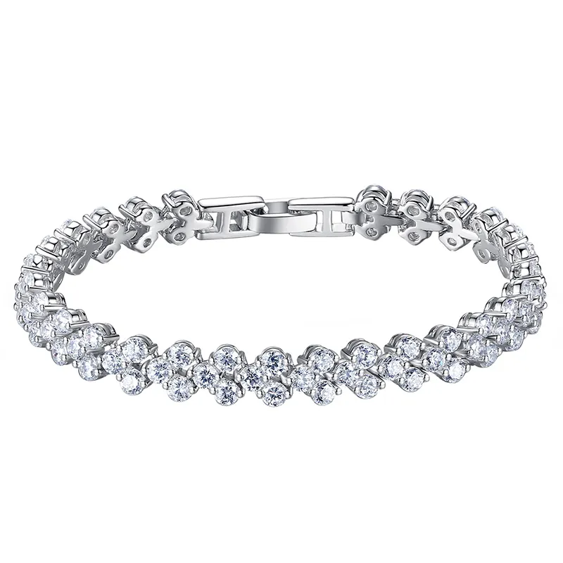 Bracciale con diamanti da laboratorio romano in oro bianco 14 carati Braccialetti con fidanzamento da sposa Bracciali donna Gioielli da sposa 220713