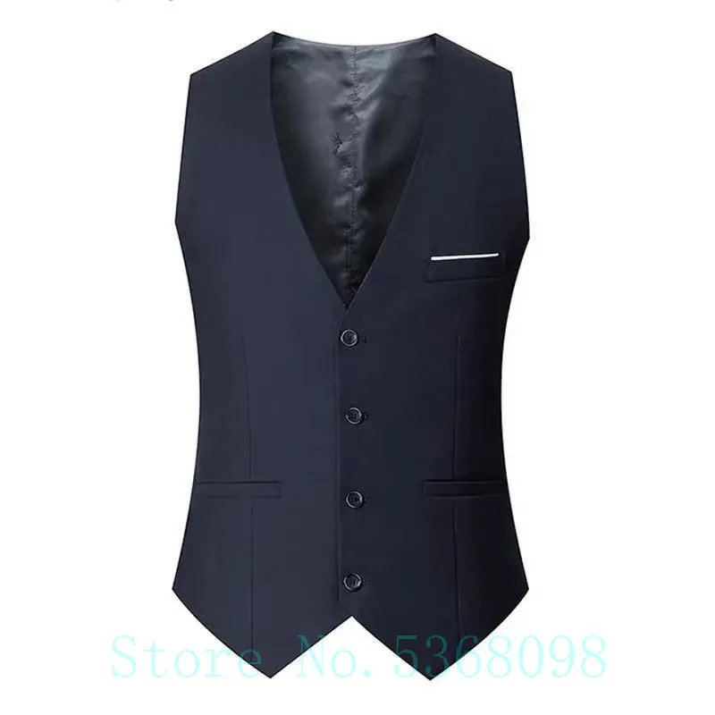 Gilet blu scuro grigio nero uomo Abito slim fit Gilet uomo Gilet Homme Giacca da lavoro formale senza maniche casual 220725