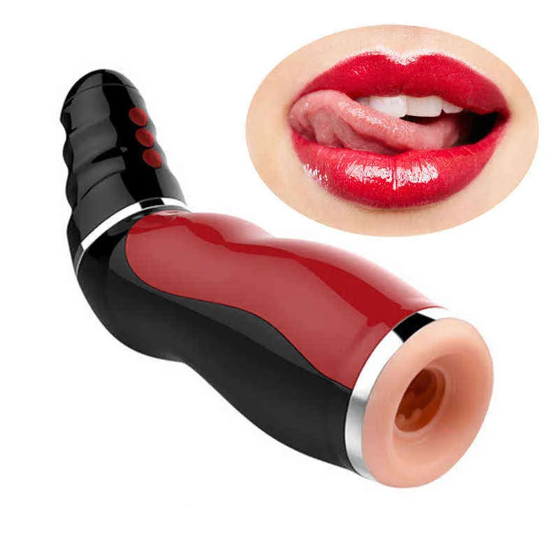 NXY Masturbators LUOGE Deep Throat Clip Sug Man Masturbator Airbag Tryck Sug Oralsex Machine 12 Vibrerande Erotiska Leksaker Penis Practice 220507