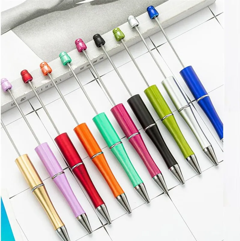 Ana Sayfa DIY Boncuk Beyaz Kalemleri Ekle Öğrenci Boncuklu Plastik Beyaz Bozluk Boncuk Top Pen Promosyon Noel Hediyeleri Yaratıcı ZC1177