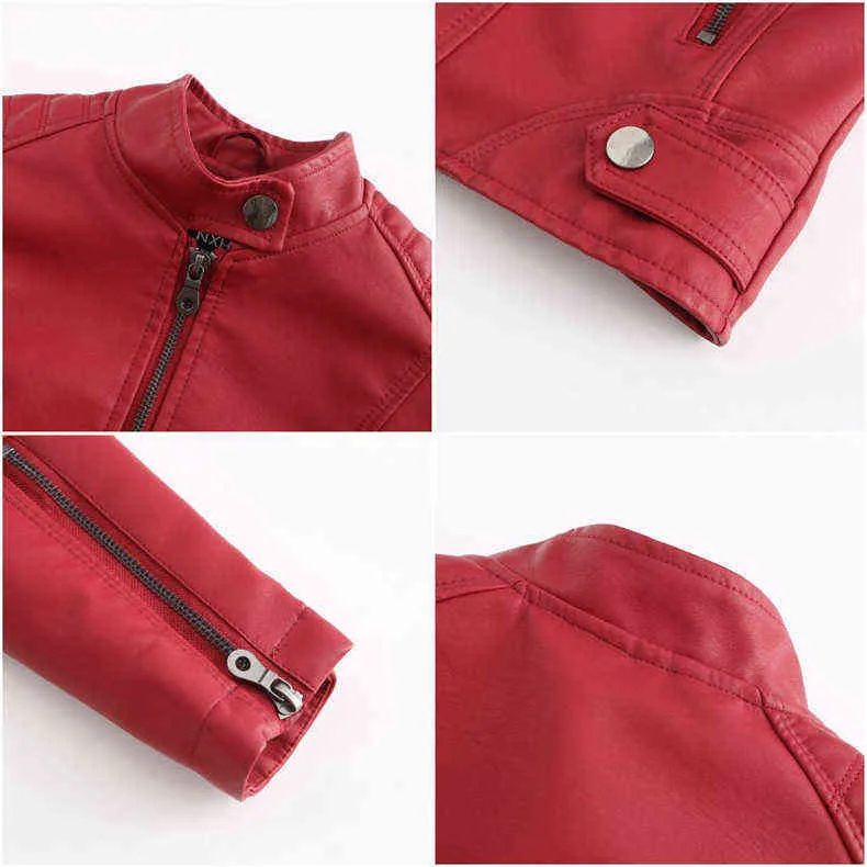 Basic Slim Veste En Cuir Femmes Fermetures À Glissière Printemps Automne PU Veste En Cuir Col Montant Rouge Moteur Biker Manteau Surdimensionné Survêtement L220728