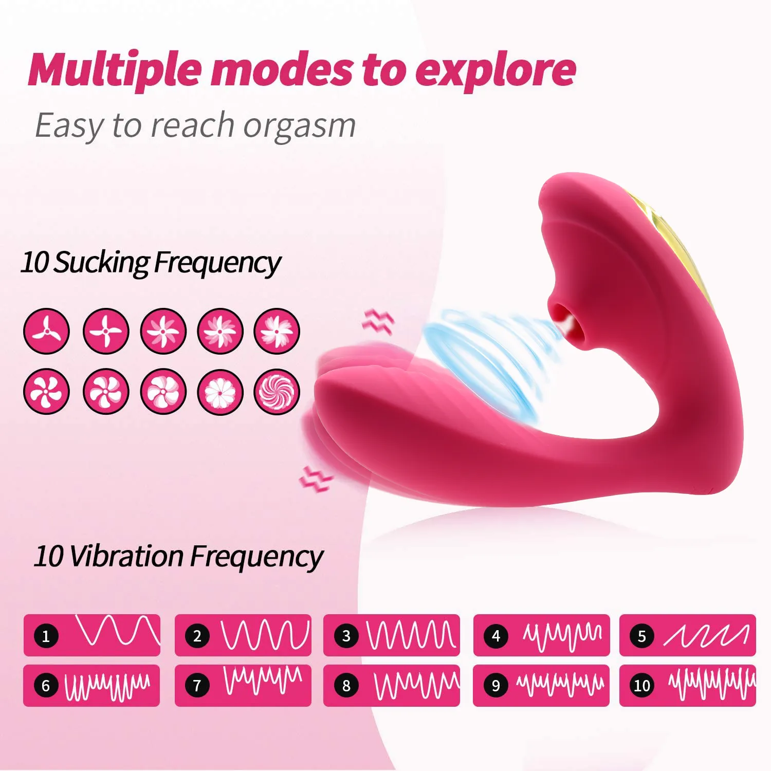 2 in 1 Clitoral Sucking Vibrator Clit Clitoris Sucker USB Dildo