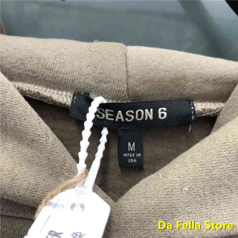 Khaki Sezon 6 Sweatshirts Erkek Kadın Hoodies Etiket Etiket Sezonu Hoodie Kahverengi Yüksek Kaliteli Pamuk Altaçları T220802