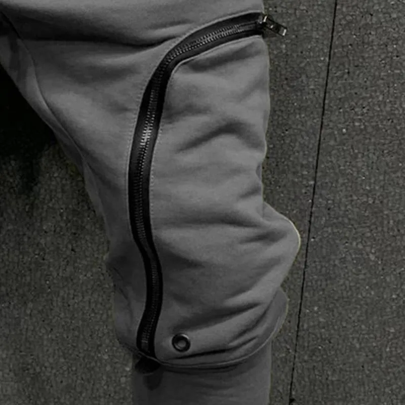 Cargo Pants Men Fashion Solid Color Drawstring Casual Multi Zippers Pockets Trousers Hip Hop Style Men Harem Pants Streetwear 220621