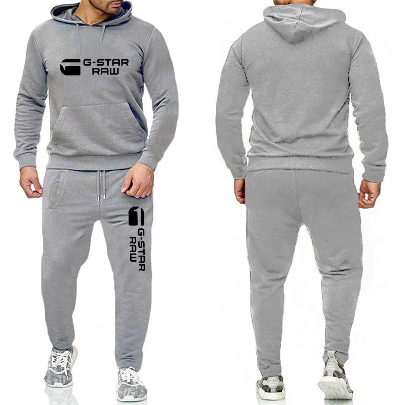 Men s Gstar Print Tracksuits Solid Color Golf Lovers Set Long Sleeve Sport Hoodie and Pants Spring Fall Jogging Suit for Male 220615