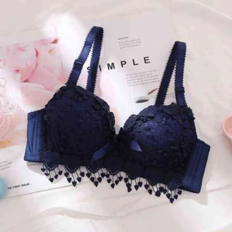 Meisje Goedkope Sexy Bra Bralette ondergoed Vrouwen push up Draadloze ślub Brasserie Draad gratis szkunheid terug 3/4 cup band Kant L220727