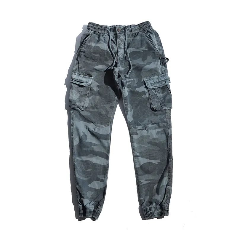 Glacialwhale Mens Cargo Pants Multi-Pocket Male Hip Hop Japanska Streetwear Byxor Jogging Camouflage för 220325