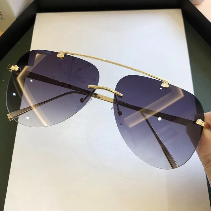 Sonnenbrille Vintage Randlose Legierung Luftfahrt Pilot Für Männer 2023 Gradienten Sonnenbrille Weibliche Metall Oval Shades Schwarz BrownSunglasses315x