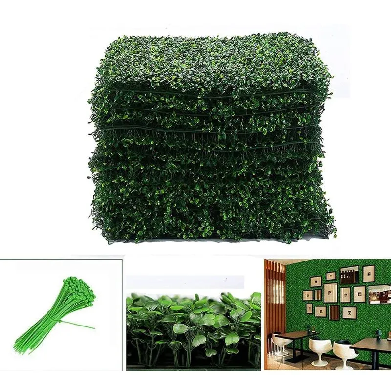 Flores decorativas Grinaldas Pcs Artificial Buxo Grama 25x25cm Pano de Fundo Painéis Topiaria Hedge Planta Jardim Quintal Cerca Greene279y