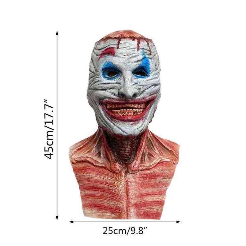 Halloween Joker Clown Scary Mask Adult Ghulish Double Face Skin Horror Horror Skull Dwu warstwowa dekoracja szkieletu t220727