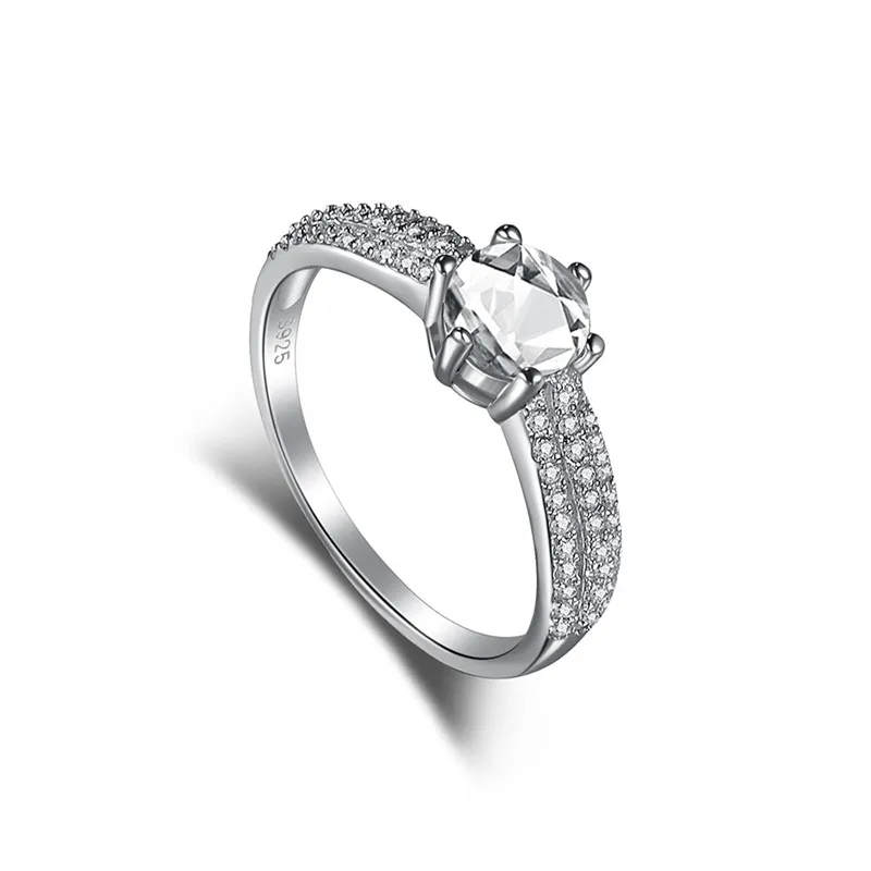 Diamantring Klar 1CT 925 Sterling Silber 5A Zirkonia Prinzessin mit Box Ring für Frau Eheringe Verlobungsmode Lux229i