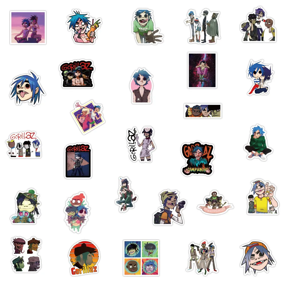 Nieuwe Waterdichte 10/30/52 Stks Gorillaz Muziek Band Cartoon Stickers Decal Motorcycle Telefoon Laptop Fietsbagage Gitaar Grafiti Sticker Kids Toy Sticker