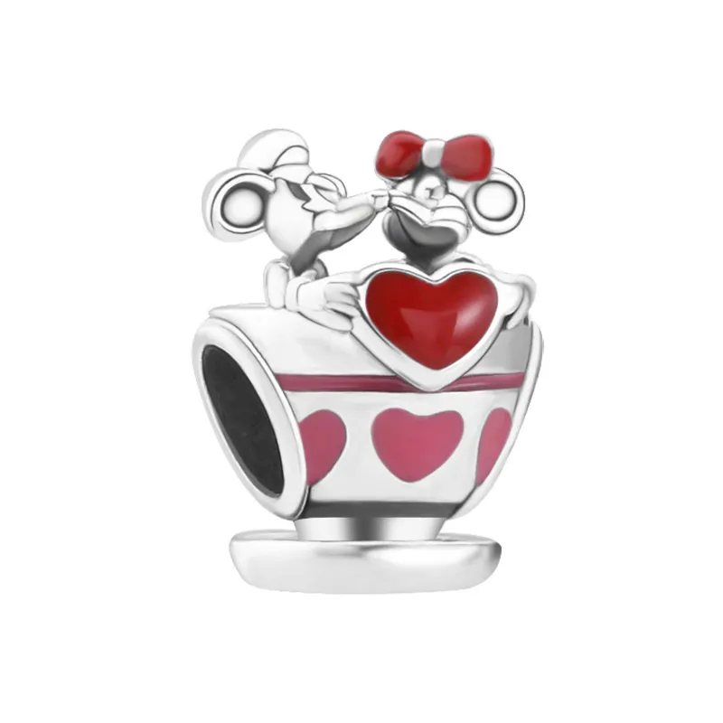 Novo S925 Sterling Silver Silver Luge Luxury Luxury Mouse Bracelet Classic Original Fit Pandora Charm Diy Moda Love Heart Pingente Gifts para Mulheres