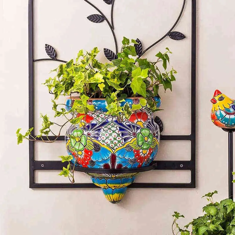 Harts Flower Pot Handmade Staty Plat-Backed Wall Planter Crafts Decor for Home Gardening Ornament Ki YQ231018