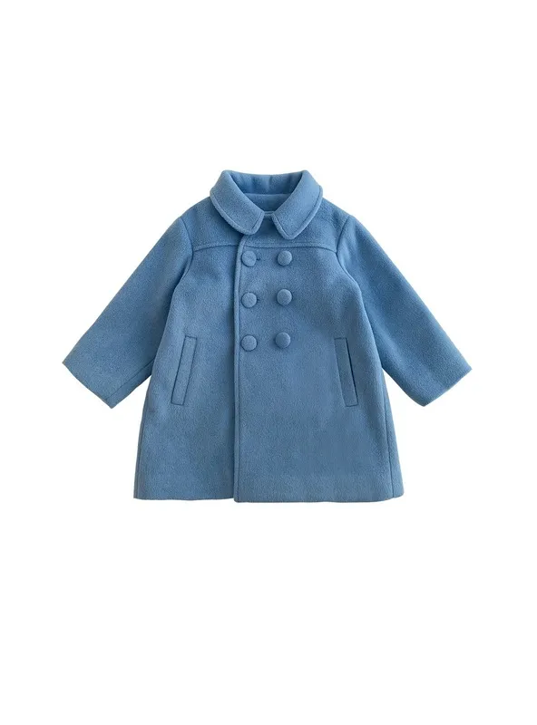 Double Breasted Girls Woolen Coats Autumn Winter Trench Jacket Coat 2-6Yrs Children Clothes For Kids Outerwear Birthday Present 220826