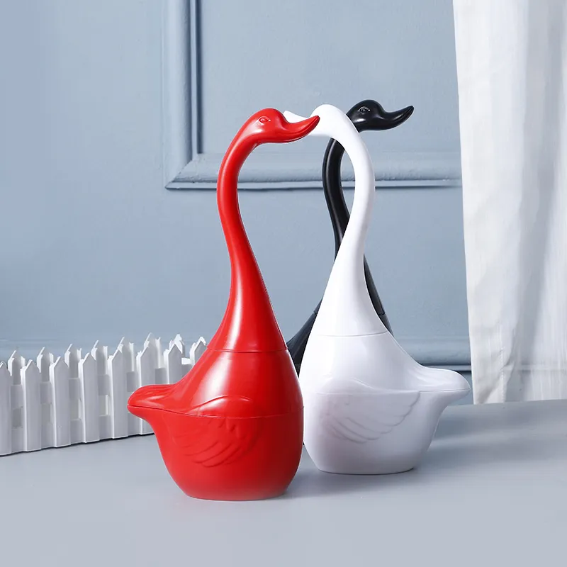 Brosse de toilette en forme de cygne créative avec ensemble de support Base accessoires de salle de bain propre fournitures d'outils de nettoyage 220511