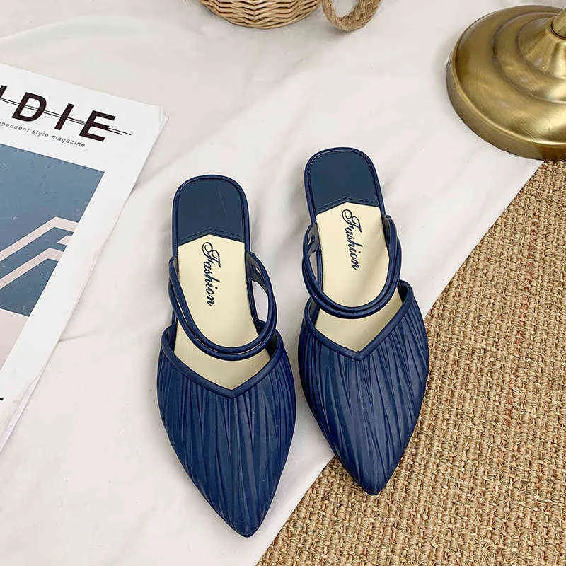 Заостренные ножные сандалии элегантные женщины тапочки летняя мода открытый клин каблуки сандалии женщины 2020 водонепроницаемый леди мода обувь Y220421